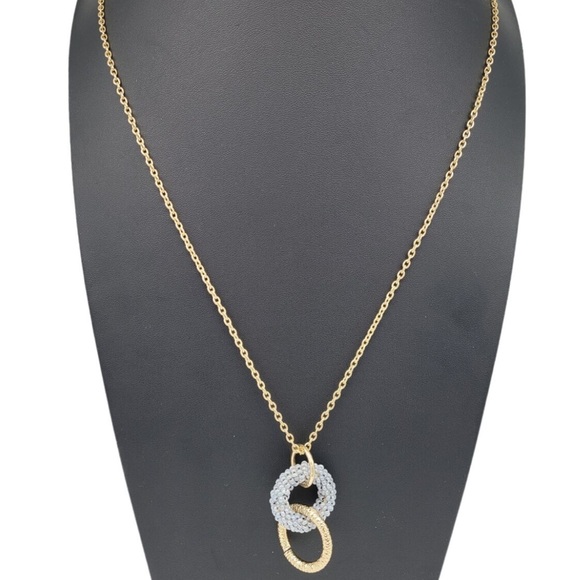 Banana Republic Jewelry - NEW Banana Republic Long Necklace Gold Circle & Gray Beaded 3 Ring